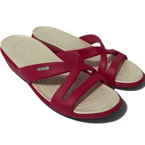 Crocs Meleen Twist Pink White Strappy Wedge Slide Sandals Womens 9 thumbnail 2