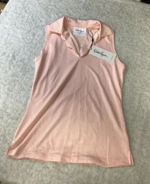 Walter Hagen Clubhouse Scallop Sleeveless Polo Pink Blossom‎ XS WGH11518 NWT thumbnail 1
