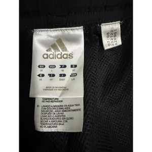 Y2K Adidas Women Black Three Stripe Track Pants L Mesh Lined Zipper Cuffs AZF001 thumbnail 3