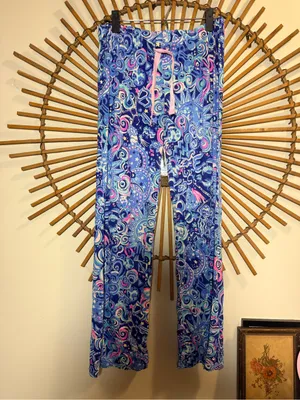 Lilly Pulitzer Women’s Blue Multi Pajama Pants Sleepwear Lounge Drawstring Whims thumbnail 2