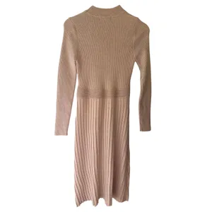 Aluedudu Ribbed Mock Neck Midi Sweater Dress Size M Taupe Neutral Fall thumbnail 2