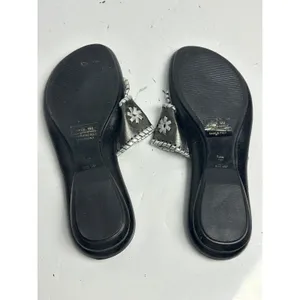 A. Giannetti Italian Leather Thong Sandals Pewter Silver Whipstitch Womens 9M thumbnail 8