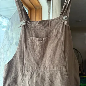 Brown wide leg cotton Women's Jumpsuit thumbnail 3