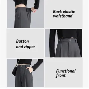 NEW Brown Wide Leg Pants Career Straight Trousers Large thumbnail 5