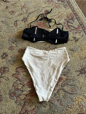 NWOT L*Space Nancy Lee high waist bikini set black white small thumbnail 2