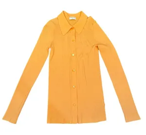 Aritzia Babaton Ribbed Long‎ Sleeve Collared Peach Button Down Sculpt Stretch thumbnail 1