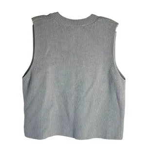 Zara Womens Small‎ Light Blue Ribbed Knit V-Neck Sleeveless Sweater Vest Top thumbnail 2