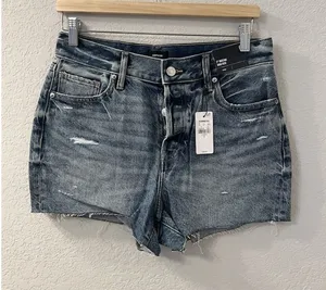 EXPRESS Shorts Womens 6 Distressed Cutoffs Button Fly Medium‎ Wash Denim NWT thumbnail 1