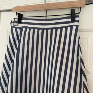Maeve Anthropologie Pinstripe Midi Skirt Asymmetrical Belted Sz 4 thumbnail 10