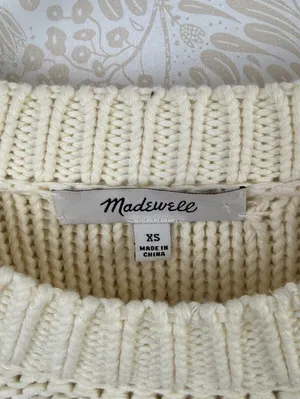 Madewell Cream Pink & Green Striped 100% Cotton Crewneck Sweater - Size - XS thumbnail 6