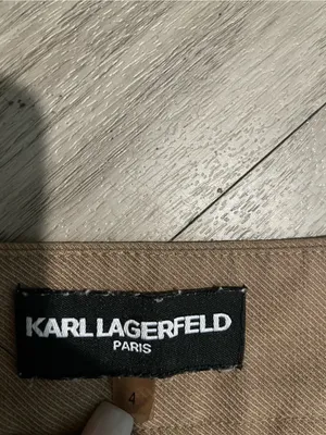 Karl Lagerfeld Straight Leg Trousers in Taupe Brown thumbnail 2