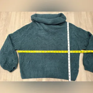 moon & madison Teal Cowl Neck Sweater Blue Size M thumbnail 3