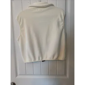 Free Haven Cream Fleece Vest with Brown Trim Accents thumbnail 2