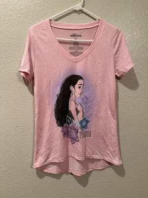 NWOT Disney Moana Sketch Side Profile Pink soft Women Tee Sz M thumbnail 1