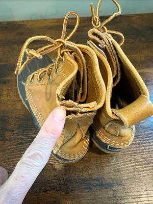 Vintage LL Bean Maine‎ Duck Rain Boots Tan Leather Brown Rubber Size 7 thumbnail 8