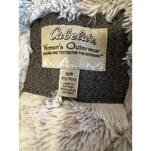 Cabela's Women's Sz:S Sherpa Lined Grey Hooded Parka Jacket Full Zip Horn Toggle thumbnail 15
