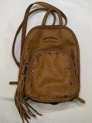 Unionbay Women’s Brown Faux Leather Mini Backpack Studded Diamond Stitch Tassel thumbnail 1