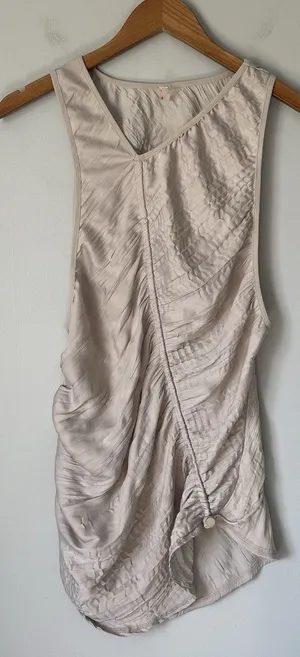 Free People Movement Ruched Drawcord Athletic Tank Top Beige Women's Size Small thumbnail 1