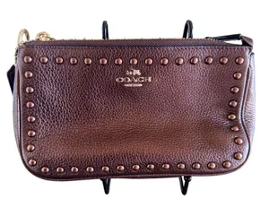 Coach Nolita 19 Studded Rivet Pebbled Leather Shoulder Bag Brown Metallic Y2K‎ thumbnail 1