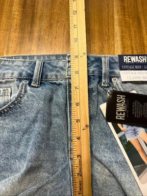 REWASH Vintage Reunion Classic Rise Blue Denim Jean Shorts Distressed Size 5/27 thumbnail 6