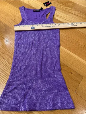 NWT Ultra flirt purple sparkly tank top size small. thumbnail 4