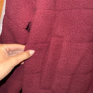 NWT Free People FP Movement Fleecy Sherpa Scrunchy Pippa Jacket in Burgundy Red thumbnail 4