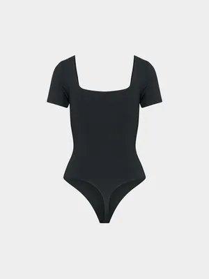 Aritzia Original Contour Manner Squareneck bodysuit black minimalist classic L thumbnail 3