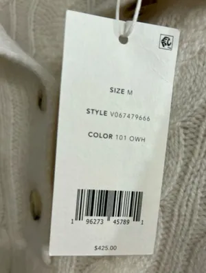 Vince Cashmere & Wool Blend Ivory/Cream V-Neck Collared Sweater-Brand New $425 thumbnail 6