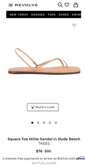 Square Toe Millie Leather Sandals in Nude Beach, Size 8 thumbnail 8