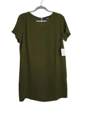 Lulus Olive Green Mini Short Sleeve Shift Dress Size Medium NWT thumbnail 1