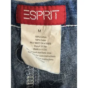 Esprit‎ Wide Leg Pull On Denim Jeans Tie Waist Size M Mid Rise Logo Pockets thumbnail 4