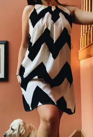 Pink Owl Black And White Patterned Dress thumbnail 2