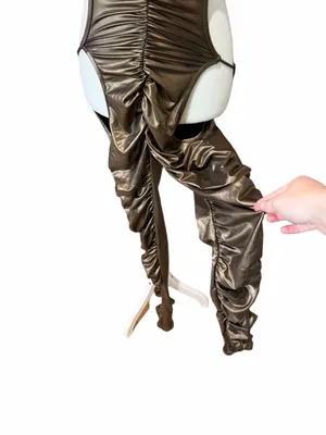 Metallic Bronze Ruched Cutout Halter Jumpsuit thumbnail 2