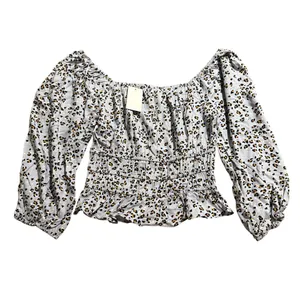 NWT Lost + Wander Blue Leopard Size‎ Medium Women Long Sleeve Square Neck Top thumbnail 3