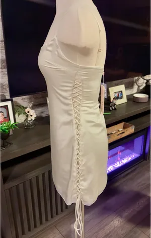 Oh Polly Mini Dress Satin Off White thumbnail 7