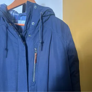 Columbia Women's Canyon Cross Jacket Parka Coat Blue Plaid‎ Hood Size Large thumbnail 2