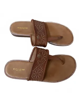 Coach Bernice Soft Veg Leather Sandals Flip Flop Thong Saddle A7867 Size 8 thumbnail 2