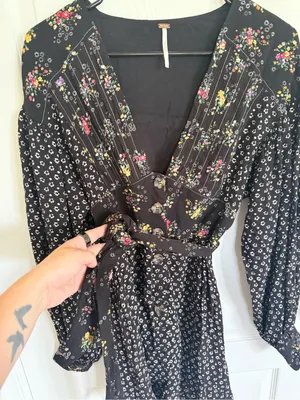 Free People Wonderland Black Floral Mini Dress thumbnail 5