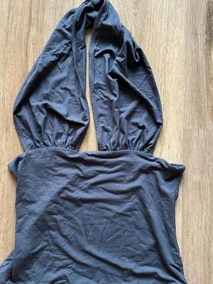 Navy halter crop top with ruched detailing Blue thumbnail 3