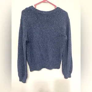 Abercrombie and Fitch Floral Embroidered Heather Navy‎ Sweater Size Small thumbnail 2