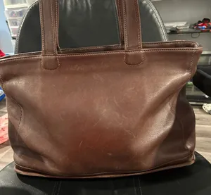 Coach Vintage Bleeker Brown Leather Tote Bag Zip closure thumbnail 1