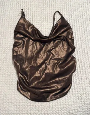 Bailey rose gold metallic top with open back Brown Size M thumbnail 1