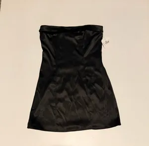 Altar'd State Strapless Black Silk Mini Dress thumbnail 2