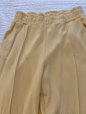 Salt Project Soft Wide-Leg Pants with Elastic Waist in Pale Yellow size XL thumbnail 2