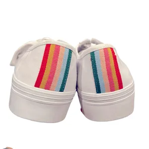 BODEN RAINBOW STRIPE BACK White Canvas PLATFORM Sneakers 40 thumbnail 2