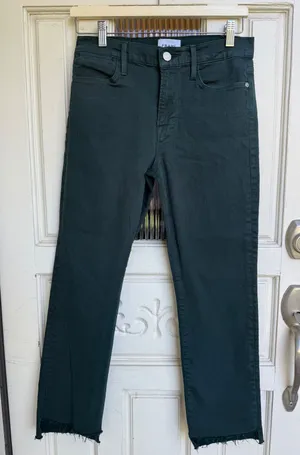 FRAME Le High Straight Jeans Pine Green Raw Hem LHSTRS403C Womens Size‎ 29 thumbnail 1