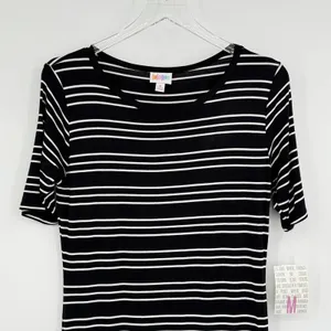 Lularoe Julia dress women's M pencil stripe jersey knit sheath black white NEW thumbnail 2