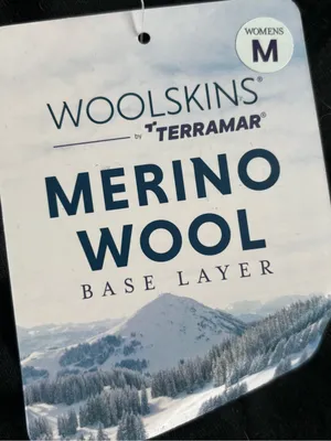 NWT women's Terramar Merino wool Woolskins black legging size medium thumbnail 4