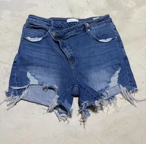 Risen jeans Women's Distressed Denim Shorts asymmetrical xl thumbnail 1