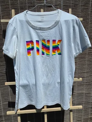 Victoria’s Secret PINK Rainbow Campus Crew Tee XL thumbnail 1